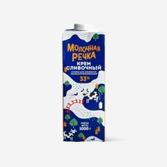 Сливки нормализованные Молочная речка 33% 1 л 