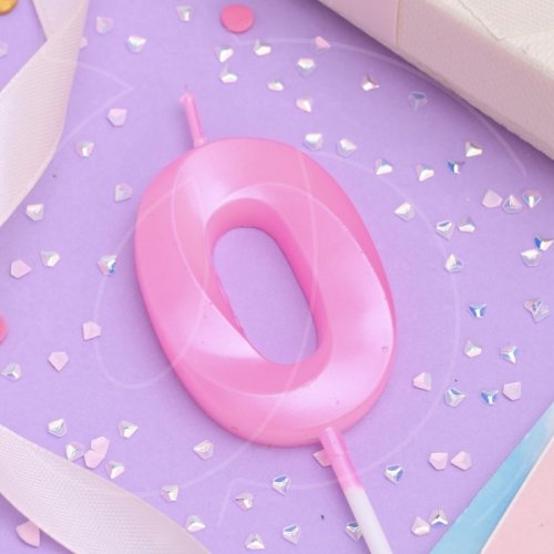 Свеча декоративная Цифра "0" Грань Розовый 10330395