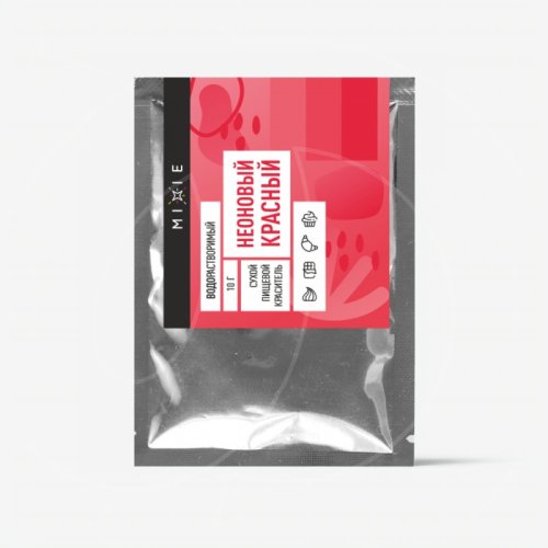 Краситель пищевой сухой водорастворимый MIXIE "Неоновый красный" 10 г 25049