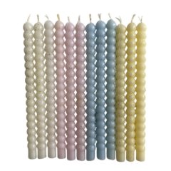 Свечи декоративные бенто-торта Белый, розовый, голубой, жёлтый 12 шт 180