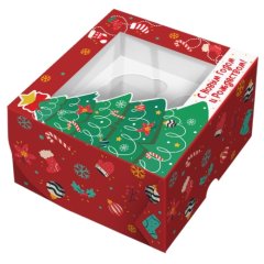Коробка на 4 капкейка с окном "Праздничная ель" КУ-825, 10686385