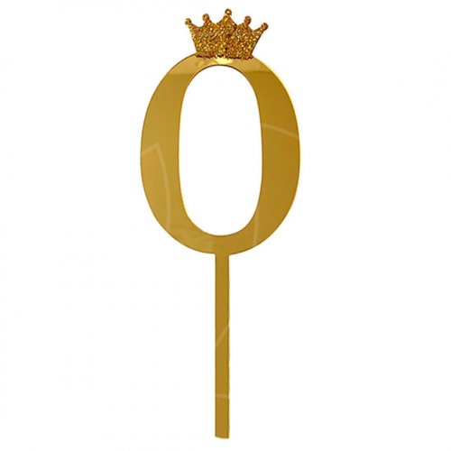 Топпер декоративный акриловый "Цифра 0" Золото 
