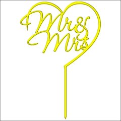 Топпер декоративный акриловый "Mr&Mrs в сердце" Золото 10х9 см ТСК40