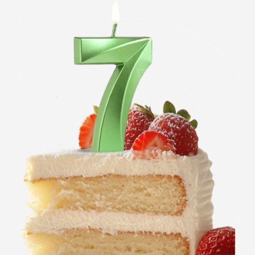 Свеча декоративная Цифра "7" Зелёная грань 5572741