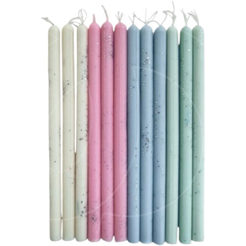 Свечи декоративные для бенто-торта Белый, розовый, голубой, зелёный 12 шт 00088