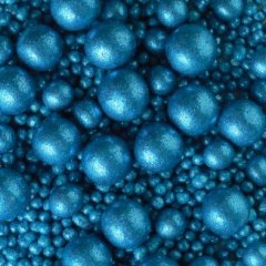 Посыпка кондитерская из дутого риса жемчуг блестящий "Синий микс" 50 г 702