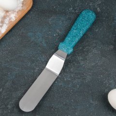 Лопатка (спатула) изогнутая с голубой пластиковой ручкой 10 см 4708554