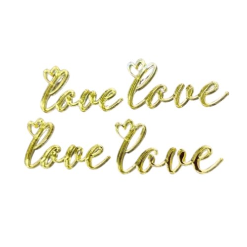 Набор топперов декоративных акриловый "Love" Золото 6х3 см 4 шт 36358