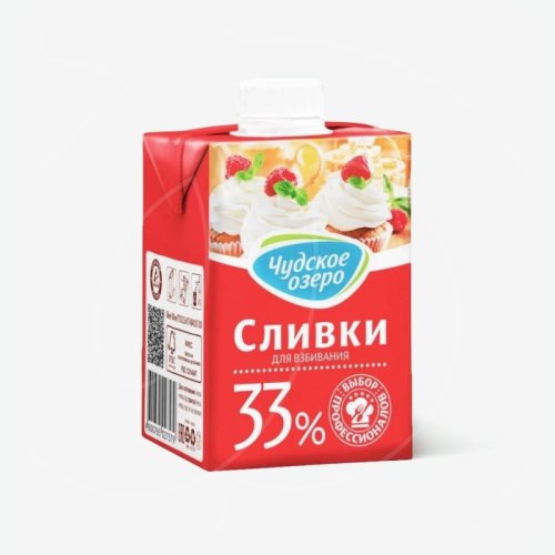 Сливки ультрапастеризованные Чудское озеро 33% 500 мл 