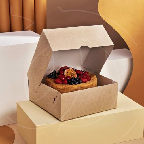 Коробка для торта крафт 25х25х10 см OSQ CAKE 6000