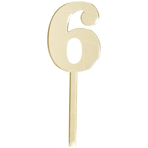 Топпер декоративный акриловый "Цифра малая "6"" Золотой 
