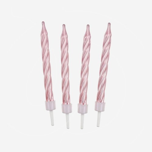 Свечи декоративные "Розовые завитки" Перламутровые 6 см 12 шт 620201