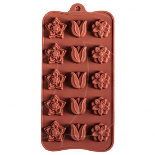 Форма силиконовая для шоколада "Цветочки" 15 шт 1687508