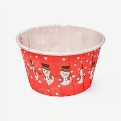 Капсула бумажная с подворотом D50 H40 "Снеговики" 1 шт Б-55 