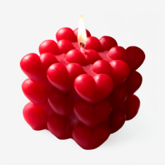 Свеча интерьерная "Кубик из сердец" 