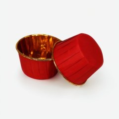 Капсула бумажная с подворотом Золото/Красный матовый D50 H40 1 шт 