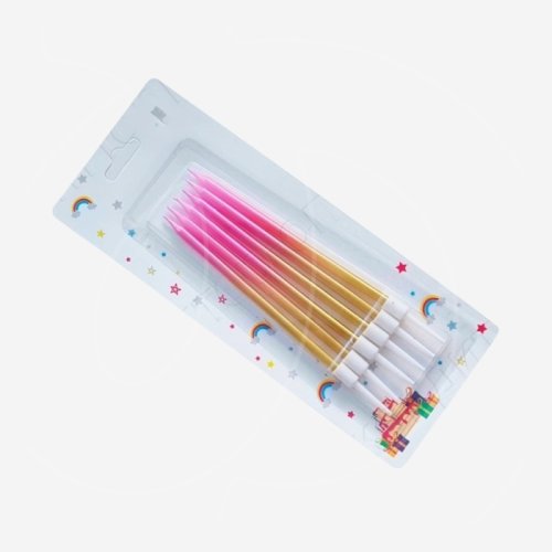 Свечи декоративные Розовый с золотом 16 см 6 шт Свеч-46	