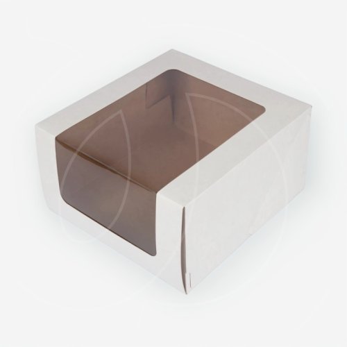 Коробка для торта с большим окном белая 20х20х10 см 