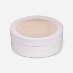 Коробка для сладостей с окном круглая белая 20х7 см 070411