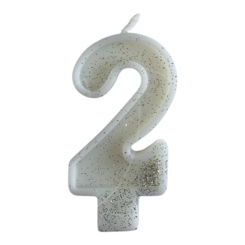 Свеча декоративная Цифра "2" Блёстки 
