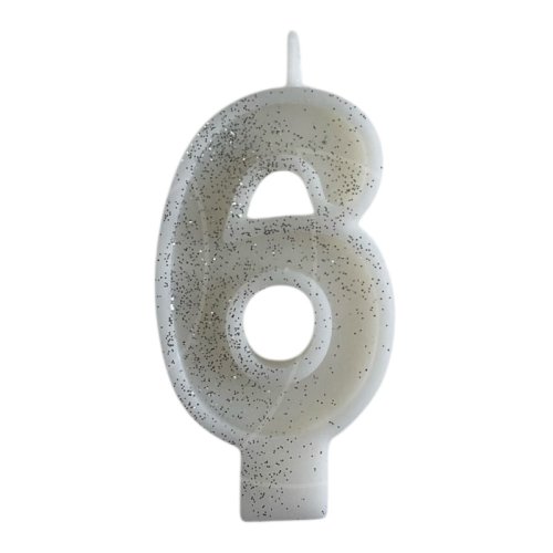 Свеча декоративная Цифра "6" Блёстки 
